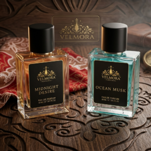 VELMORA PREMIUM PERFUME COLLECTION`S MORNING TO EVENING DUO - OCEAN MUSK & MIDNIGHT DESIRE